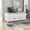 Storage Bench With 3 Shutter-Shaped Doors, Shoe Bench With Removable Cushion And Hidden Storage Space - White - Image 13