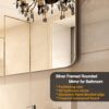 40X30" Brushed Silver Rounded Corner Rectangle Bathroom Mirror For Wall Metal Frame Wall Mounted Bathroom Mirror Vanity Bathroom Mirror (Horizontal & Vertical) - Silver - Image 9