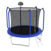 10' Trampoline With Basketball Hoop, Astm Approved Reinforced Type Outdoor Trampoline With Enclosure Net - Blue - Image 6