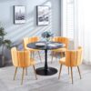 Modern Dining Chair (Set of 2) With Iron Tube Wood Color Legs, Shorthair Cushions And Comfortable Backrest, Suitable For Dining Room, Living Room, Cafe, Simple Structure - Yellow - Image 2