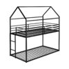 Bunk Beds Twin Over Twin, House With Frame Built-In Ladder, No Box Spring Needed - Black - Image 2