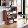 Buck II - Clear Glass, Chrome High Gloss Writing Desk With Shelf - Walnut - Image 6