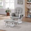 Mason - Glider And Ottoman White Wood - Oyster Fabric - Image 4