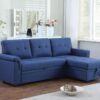 Lucca - Linen Reversible Sleeper Sectional Sofa With Storage Chaise - Blue - Image 5