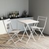 3 Piece Patio Bistro Set Of Foldable Square Table And Chairs - White - Image 9