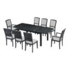 Topmax - Rustic Extendable Dining Table Set With Removable Leaf, 6 Upholstered Armless Dining Chairs And 2 Padded Arm Chairs, 9 Pieces - Black - Image 11