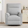 360° Swivel Upholstered Manual Recliner Chair Theater Recliner Sofa Nursery Glider Rocker For Living Room - Gray - Image 7