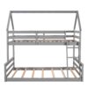 Twin Over Full House Bunk Bed With Built-In Ladder - Gray - Image 9
