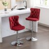 Swivel Velvet Barstools Adjusatble Seat Height From 25-33", Chrome Base Bar Stools With Backs Comfortable Tufted For Home Pub And Kitchen Island, 1712Wr (Set of 2) - Wine Red / Burgundy - Image 18