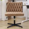 Armless Office Desk Chair No Wheels - Brown - Image 18