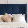 Peyton - Queen Bed Upholstered With High Headboard, Traditional Hand Buttoned Tufting - Blue - Image 8