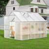Walk-In Polycarbonate Greenhouse With Roof Vent, Sliding Doors, Hobby Hot House For Outdoor Garden Backyard - Silver - Image 3