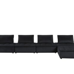 Anna - Velvet 5 Piece Sectional Sofa - Black