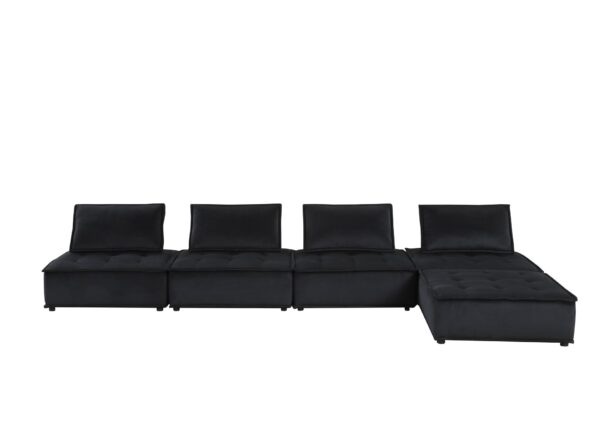 Anna - Velvet 5 Piece Sofa And Loveseat (Set of 2) - Black