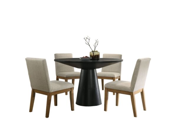 Jasper - 5 Piece Wide Contemporary Round Dining Table Set With Chairs - Black