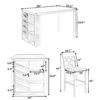 Topmax - 5 Piece Updated Counter Height Solid Wood Dining Table Set, Table With Curved Wine Rack And 4 Upholstered Chairs - White - Image 17