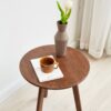 Round Small End Table, Side Table For Bedroom & Balcony - Walnut - Image 5