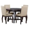 5 Piece Farmhouse Dining Table Set Wood Round Extendable Dining Table And 4 Upholstered Dining Chairs - Espresso - Image 17