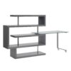 Buck II - Clear Glass, Chrome High Gloss Writing Desk With Shelf - Gray - Image 11