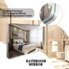 40X30" Brushed Silver Rounded Corner Rectangle Bathroom Mirror For Wall Metal Frame Wall Mounted Bathroom Mirror Vanity Bathroom Mirror (Horizontal & Vertical) - Silver - Image 8