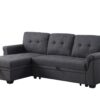 Lucca - Linen Reversible Sleeper Sectional Sofa With Storage Chaise - Dark Gray - Image 12
