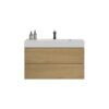 Alice - U042-Alice36-106 Bathroom Vanity With Black Sink, Large Storage Wall Mounted Floating Bathroom Vanity For Modern Bathroom, One-Piece Black Sink Basin Without Drain - Oak / White - Image 4