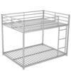 Full Over Full Metal Bunk Bed, Low Bunk Bed With Ladder - Silver - Image 8