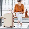 Hardshell Luggage Sets 3 Pieces Contrast Color Suitcase With Spinner Wheels And Tsa Lock 20" 24" 28" Available - Brown / White - Image 2