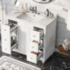 Contemporary Bathroom Vanity Cabinet, 4 Drawers & 1 Cabinet Door, Multipurpose Storage, Resin Integrated Sink, Adjustable Shelves, Solid Wood Frame With MDF - White - Image 5