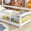 Twin Size Wood Bed With House-Shaped Headboard Floor Bed With Fences - White - Image 4