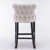 Contemporary Velvet Upholstered Wing-Back Barstools With Button Tufted Decoration And Wooden Legs, And Chrome Nailhead Trim, Leisure Style Bar Chairs, Bar Stools (Set of 4) - Beige - Image 8
