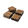 10 Piece Interlocking Deck Tiles Striped Pattern, Square Acacia Hardwood Outdoor Flooring For Patio, Bancony, Pool Side - Yellow - Image 21
