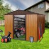 Outdoor Metal Storage Shed With Metal Floor Base - Coffee - Image 3