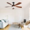 Modern Ceiling Fan With 3 Color Dimmable Light 5 ABS Blades Smart Remote Control Reversible Dc Motor For Bedroom - Black - Image 7