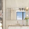40X30" Brushed Silver Rounded Corner Rectangle Bathroom Mirror For Wall Metal Frame Wall Mounted Bathroom Mirror Vanity Bathroom Mirror (Horizontal & Vertical) - Silver - Image 2