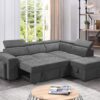 Henrik - Sleeper Sectional Sofa With Storage Ottoman And 2 Stools - Light Gray - Image 4