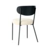 Modern Gray Simple Dining Chair Upholstered Chair Family Bedroom Stool Back Dressing, Black Round Table Set, Bentwood Covered With Ash Veneer Chair Back, Chair Metal Legs (Set of 3) - Black / Cream - Image 14