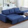 Lucca - Linen Reversible Sleeper Sectional Sofa With Storage Chaise - Blue - Image 7
