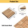 10 Piece Interlocking Deck Tiles Striped Pattern, Square Acacia Hardwood Outdoor Flooring For Patio, Bancony, Pool Side - Yellow - Image 3
