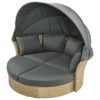 Outdoor Patio Daybed Wicker Rattan Double Daybed Round Sofa Furniture Set With Retractable Canopy, 4 Pillows For Lawn Garden Backyard Porch Pool - Gray - Image 11
