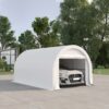 Outsunny - 10' x 16' Carport, Heavy Duty Portable Garage Storage Tent With Large Zippered Door, Anti-Uv Pe Canopy Cover For Car, Truck, Boat, Motorcycle, Bike, Garden Tools, Outdoor Work - White - Image 9