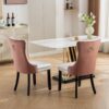 Nikki - Modern, High-End Tufted Solid Wood Contemporary And Velvet Upholstered Dining Chair With Wood Legs Nailhead Trim (Set of 2) - White / Pink - Image 17