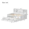 Full Size Captain Daybed With Storage Bookcase Headboard, Captain Bed With Trundle And Three Storage Drawers For Kids Teens Dorm Bedroom Multipurpose Guest Room Or Home - White - Image 5