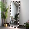Hollywood - Full Length Mirror With Lights Full Body Vanity Mirror With 3 Color Modes Lighted Standing Floor Mirror For Dressing Room Bedroom Wall Mounted Touch Control - Black - Image 11