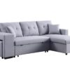 Dennis - Linen Fabric Reversible Sleeper Sectional With Storage Chaise And 2 Stools - Light Gray - Image 3
