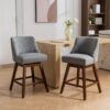 Counter Height Swivel Barstools, 26'' H Seat Height Upholstered Bar Stools (Set of 2), Fabric - Gray - Image 15