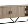 TV Stand Two Door Cabinet With Two Open Shelves With Metal Legs - Brown / Black - Image 4