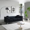 Modern Sofa Jeweled Buttons Tufted Square Arm Couch, 2 Pillows Included - Black - Image 14