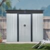 8Ft X 6Ft Outdoor Metal Storage With Lockable Sliding Doors And Transparent Plate For Garden, Lawn - White / Black - Image 5