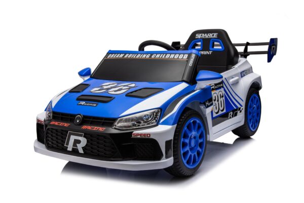 12V4A 20W*2 One Button Start, Forward And Backward, High And Low Speed, Music, Front Light, Power Display, Two Doors Can Open, 2.4G R / C, Seat Belt Four Wheel Absorber Kids Ride On Car - Blue
